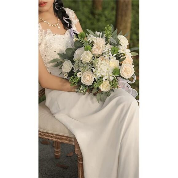 Artificial Flowers Combo Silk Mix Fake Flowers Leaf (Milk White) - Picture 2 of 6